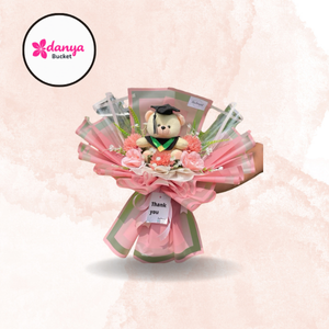 Buket Wisuda Teddy Cinta 🎓🐻🌸
